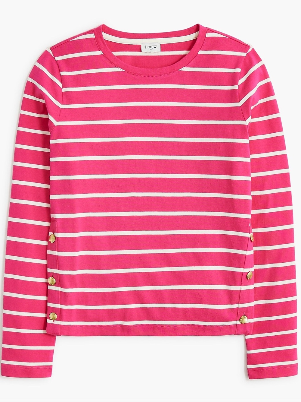 J Crew Striped Long-sleeve Side-button Top